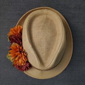 Stylish Tan Fedora with Floral Accents